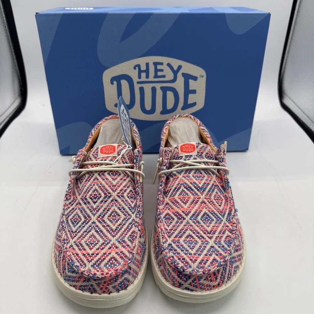 Hey Dude Wendy Funk Surf Baja Ivory/Multi Color Women's Size 9 Slip On Shoes NEW